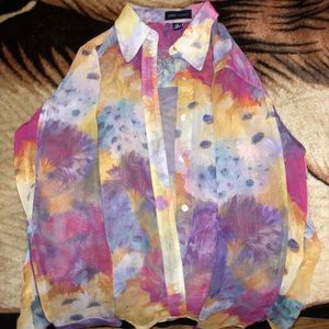 A colorful floral blouse.
